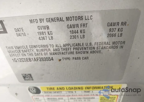 2010 Chevrolet Malibu Lt from USA, damaged, VIN 1G1ZC5EB1AF283554